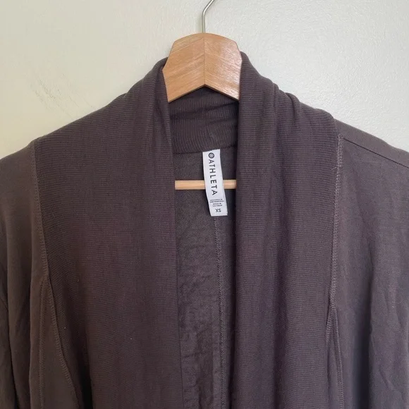 Athleta NWOT Paranayama Restore Wrap Knit Cardigan Brown - Picture 5 of 8